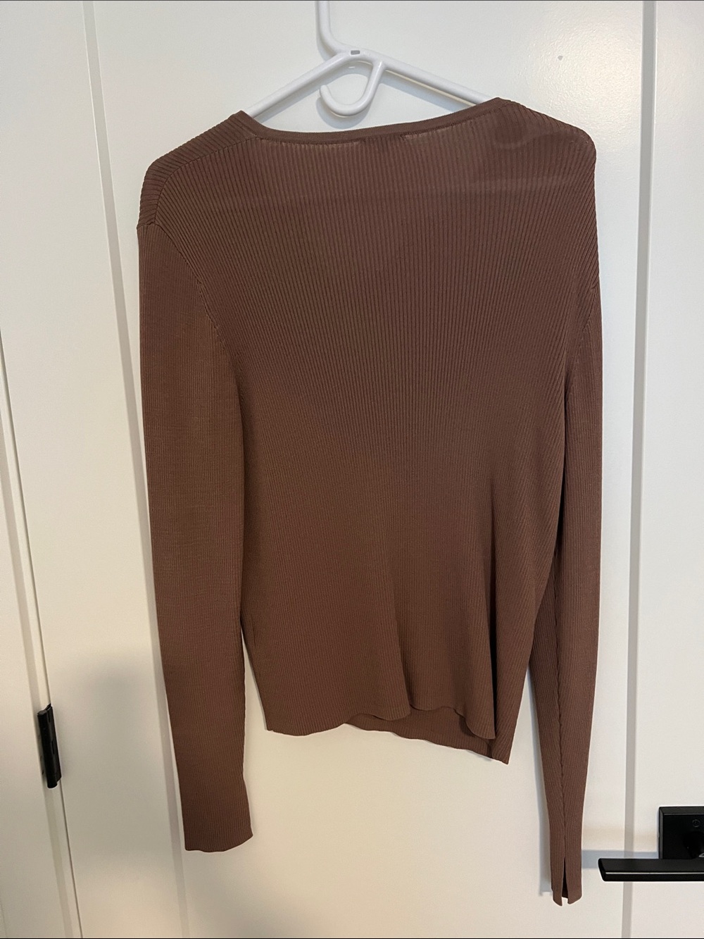 Jigsaw Brown Ribbed Button-Front Cardigan - Picture 3 of 4